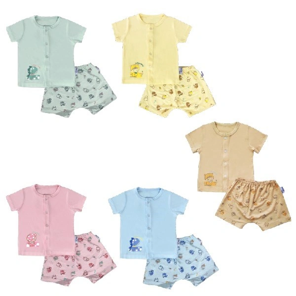 Bộ tay ngắn cài giữa màu in BabyMommy - Màu ngẫu nhiên 1