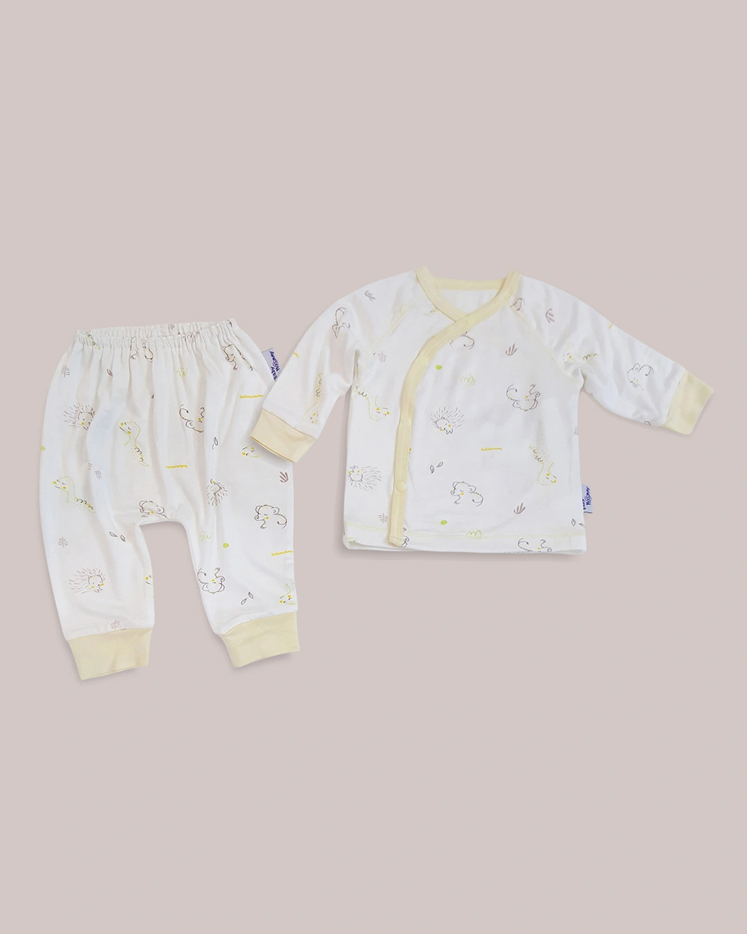 Bộ tay dài cài chéo in họa tiết BabyMommy màu trắng - Viền màu ngẫu nhiên 5