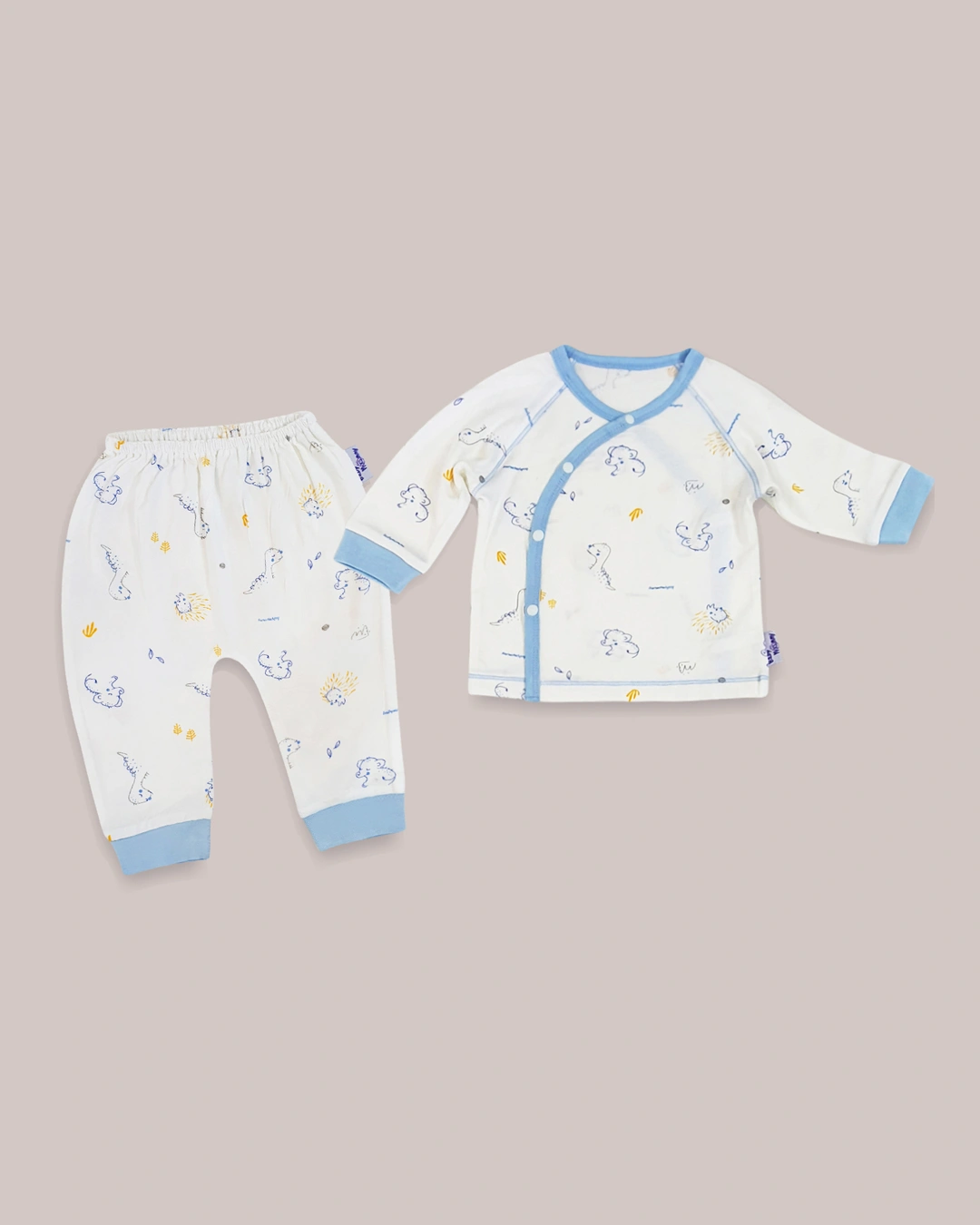 Bộ tay dài cài chéo in họa tiết BabyMommy màu trắng - Viền màu ngẫu nhiên 6