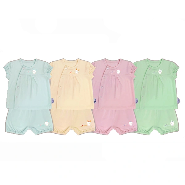 Bộ tay ngắn nhún in thỏ bé gái BabyMommy - Màu ngẫu nhiên 1