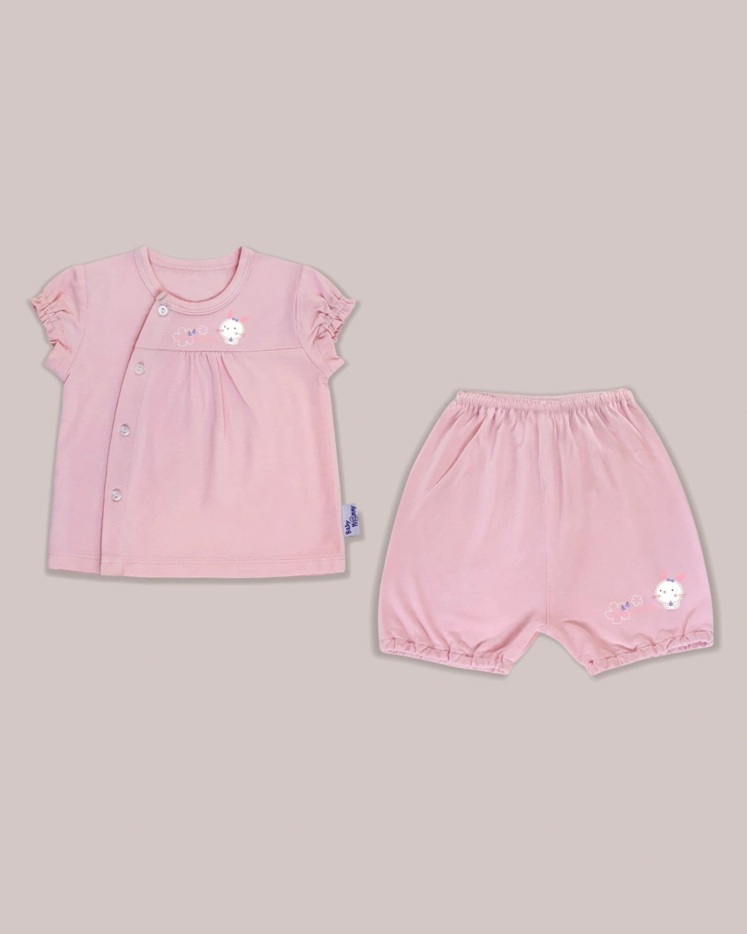 Bộ tay ngắn nhún in thỏ bé gái BabyMommy - Màu ngẫu nhiên 3