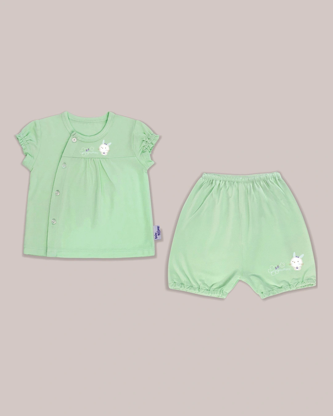 Bộ tay ngắn nhún in thỏ bé gái BabyMommy - Màu ngẫu nhiên 4