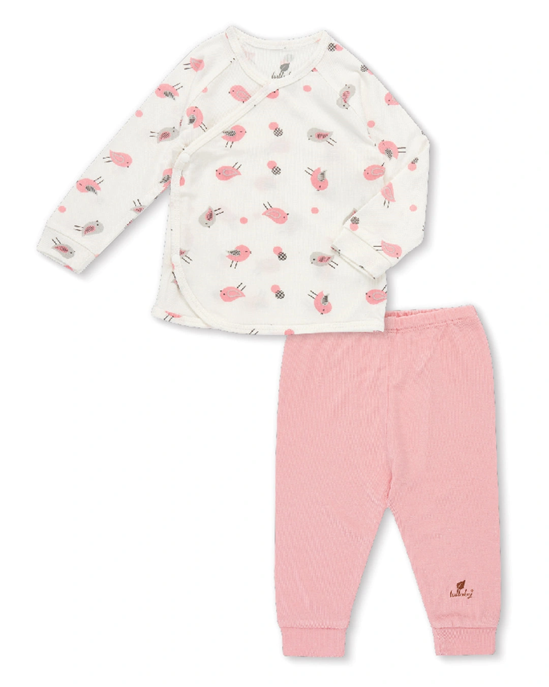 Bộ tay dài bé gái Lullaby NH109V màu trắng - hồng 2