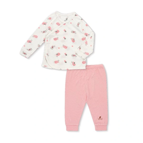 Bộ tay dài bé gái Lullaby NH109V màu trắng - hồng 1