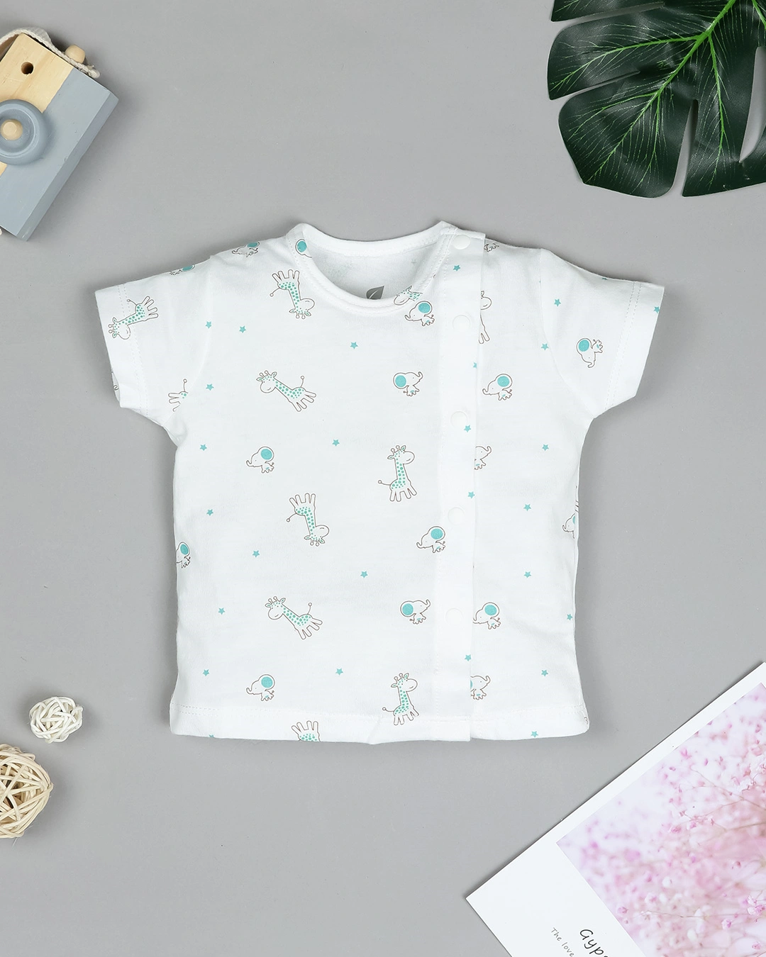 Set bộ tay ngắn bé trai Lullaby NH203V màu trắng - xanh 2