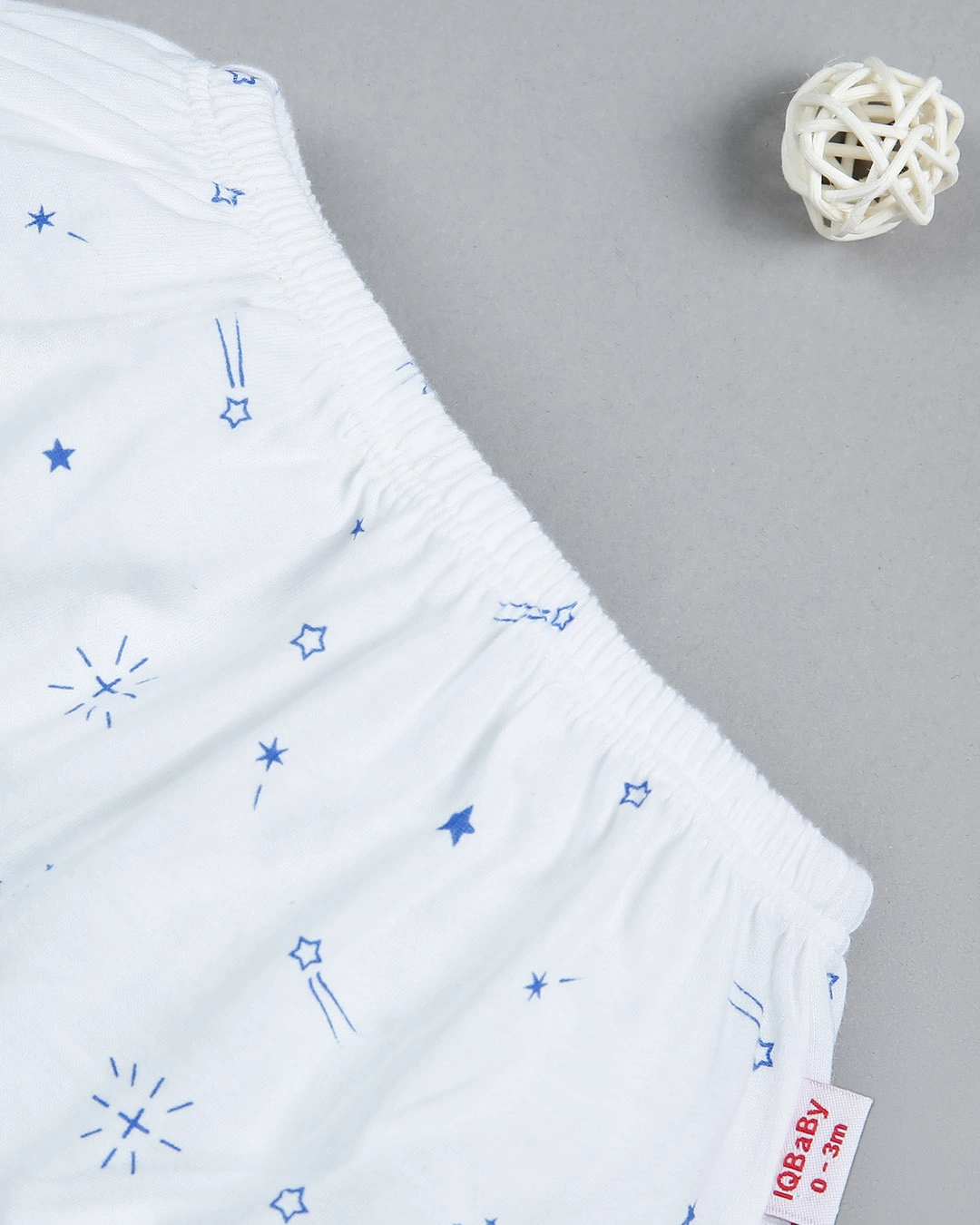 Bộ tay ngắn in sao băng xanh IQ Baby màu trắng 7