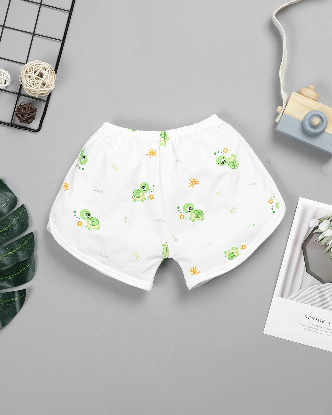 Bộ sát nách in hình rùa IQ Baby màu trắng 5