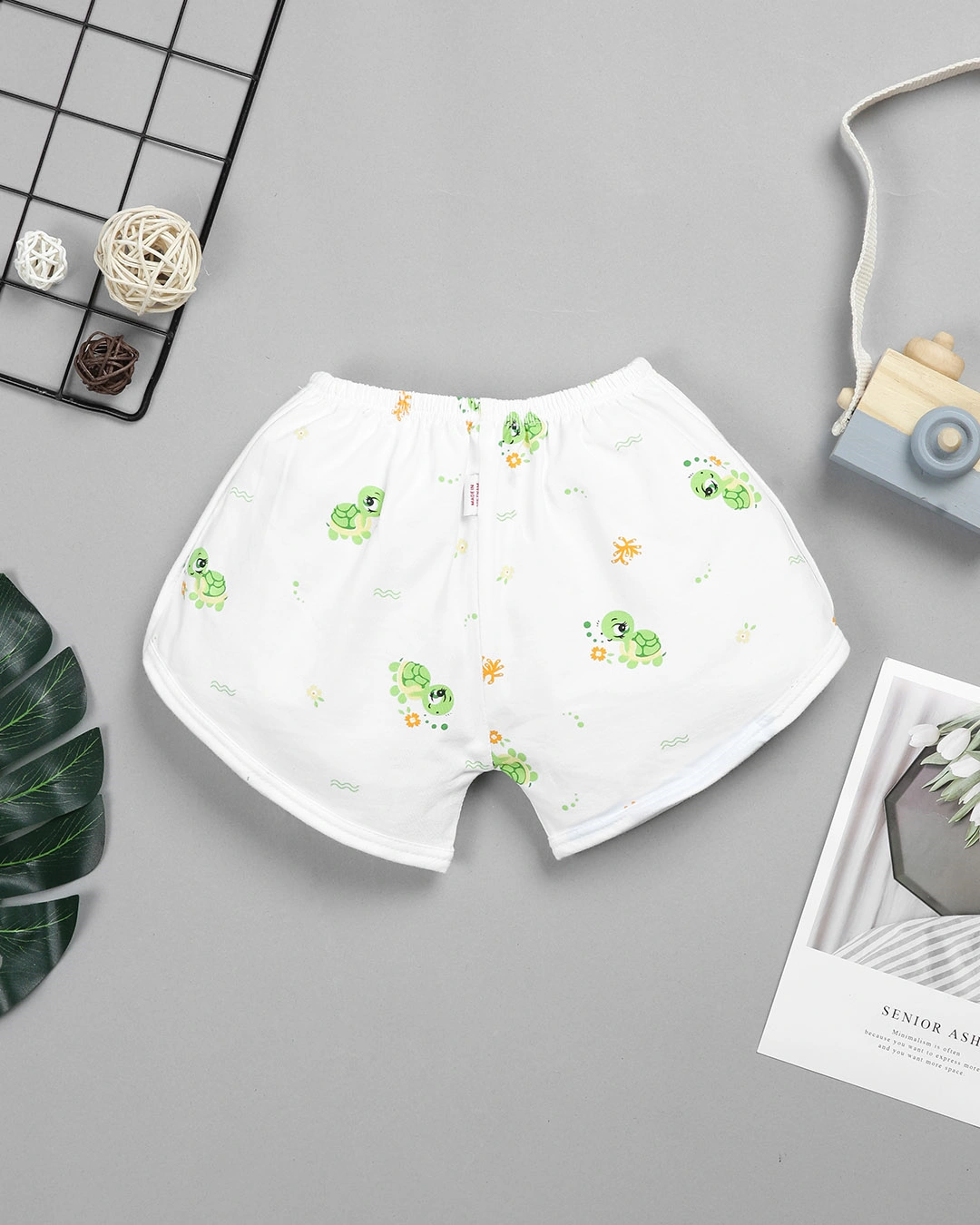 Bộ sát nách in hình rùa IQ Baby màu trắng 6