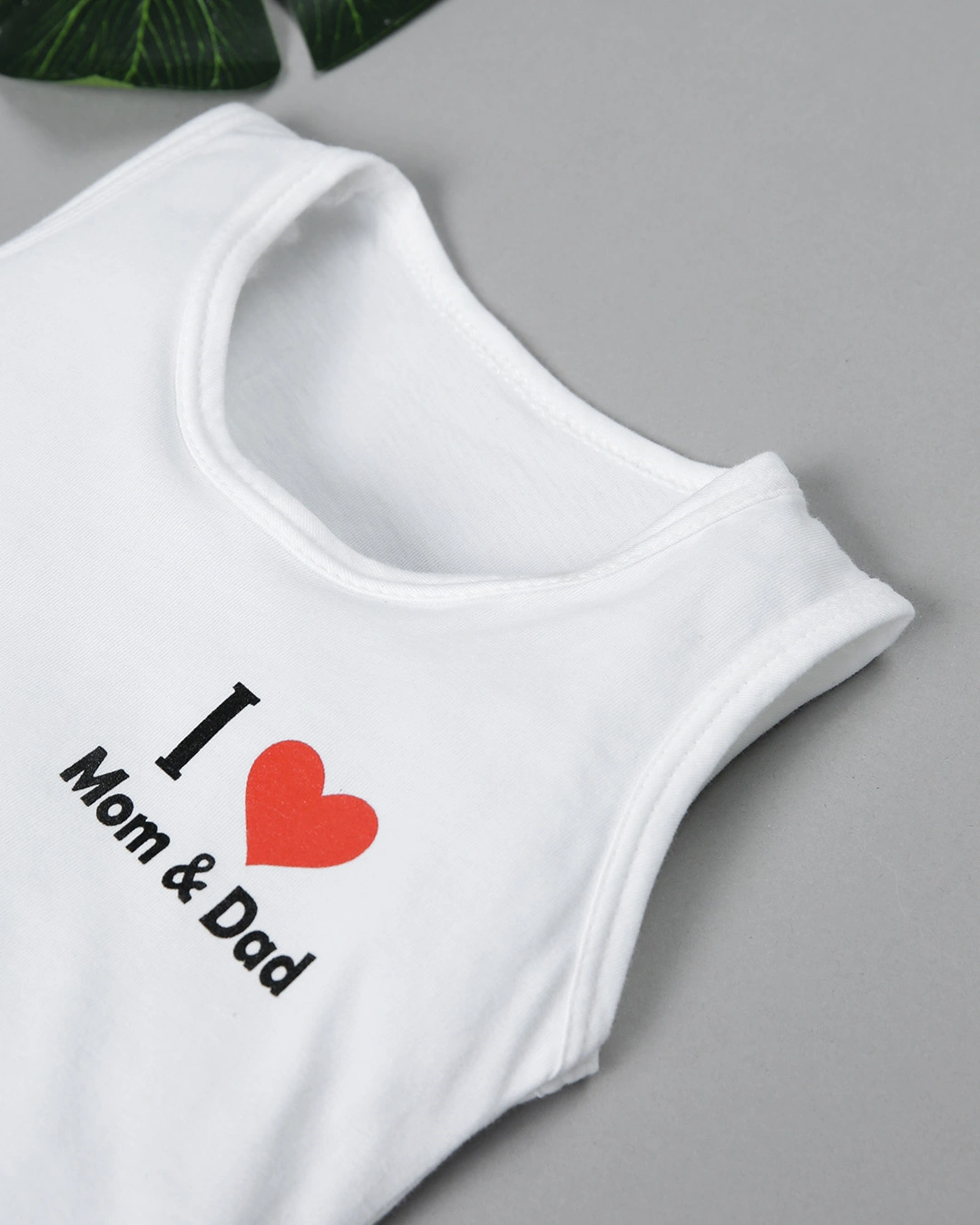 Bộ sát nách in chữ I LOVE MOM&DAD IQ Baby màu trắng 7