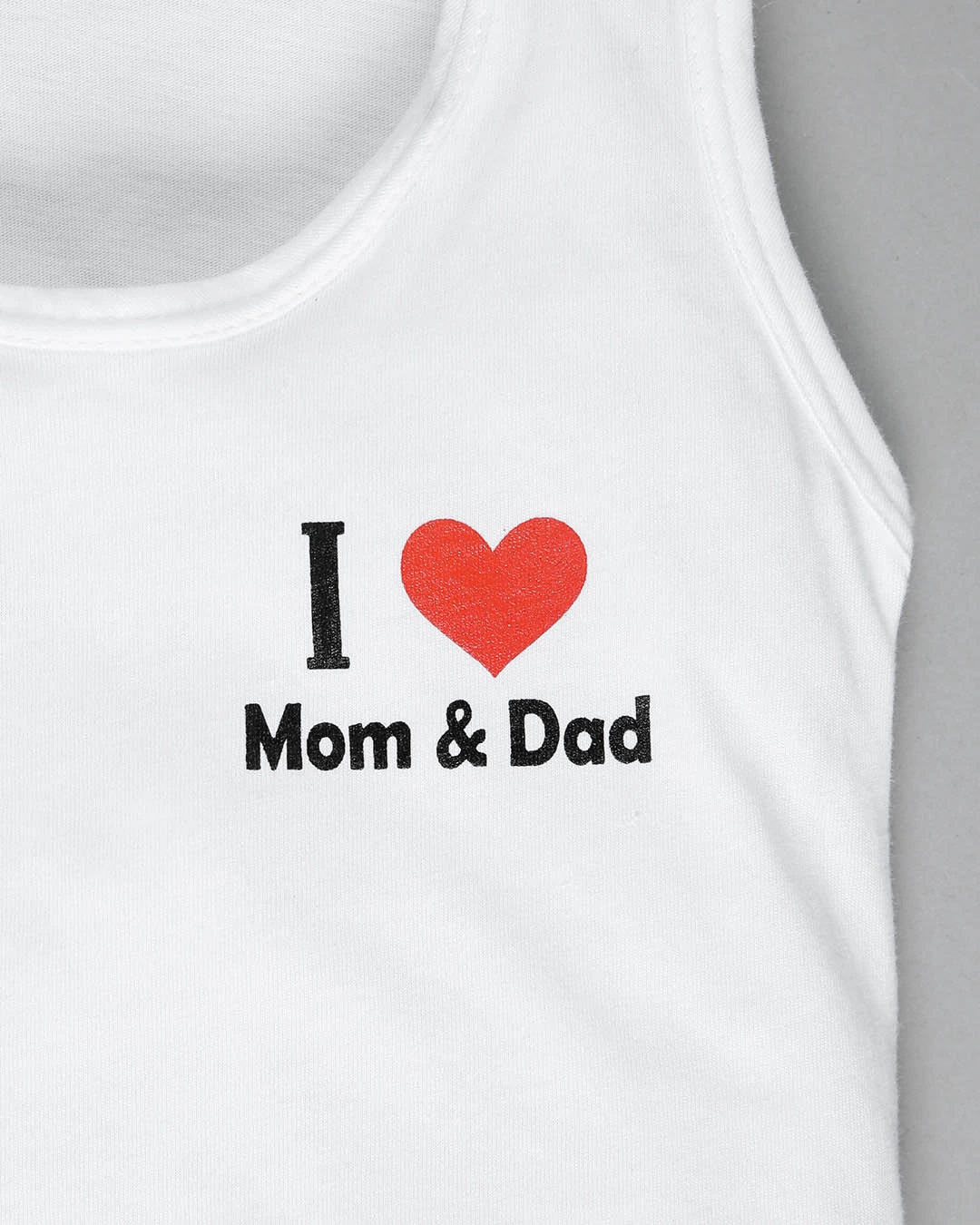 Bộ sát nách in chữ I LOVE MOM&DAD IQ Baby màu trắng 8