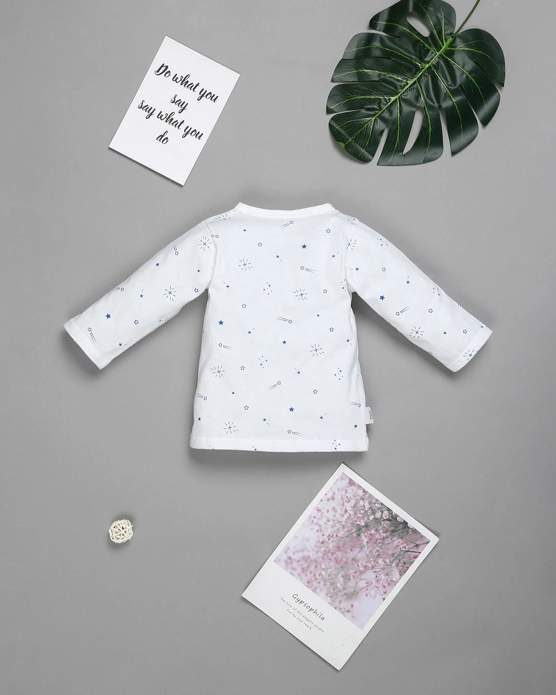 Bộ tay dài in sao băng xanh IQ Baby màu trắng 3