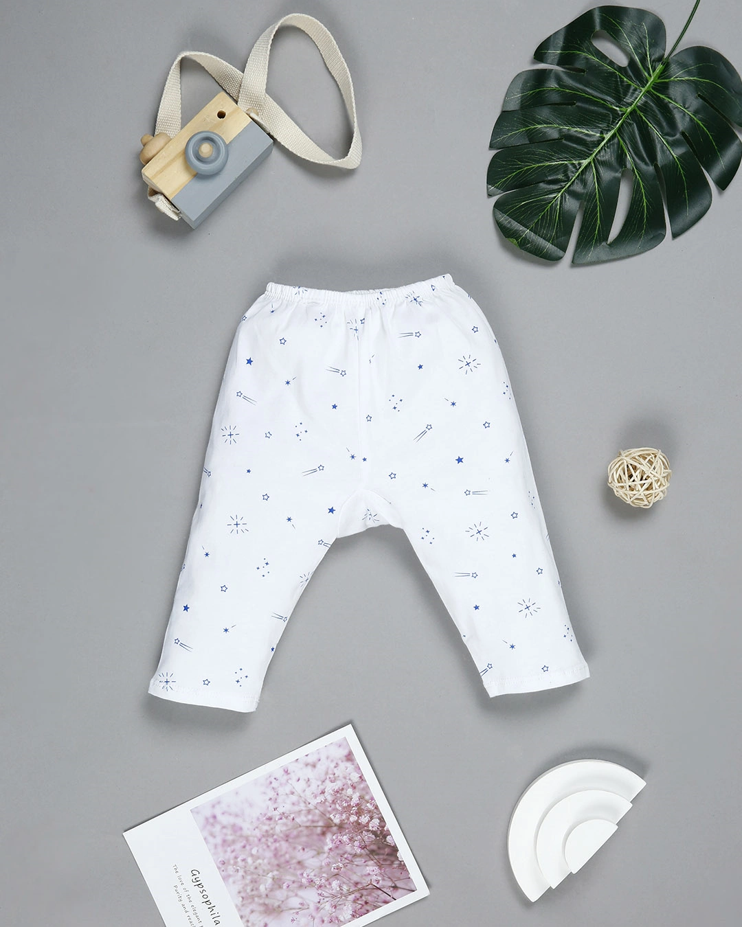 Bộ tay dài in sao băng xanh IQ Baby màu trắng 6