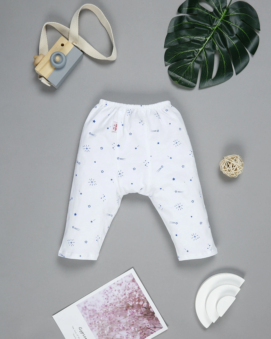 Bộ tay dài in sao băng xanh IQ Baby màu trắng 7