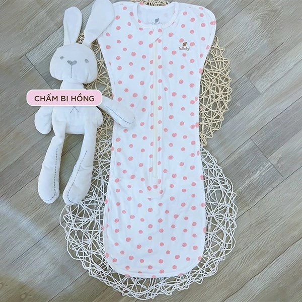 Nhộng chũn unisex Lullaby sợi tre trắng - hồng