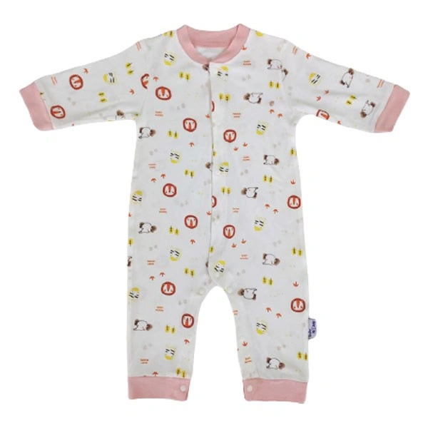 Bodysuit tay dài cài giữa BabyMommy 1 - 3 tháng màu trắng - cam hồng 1