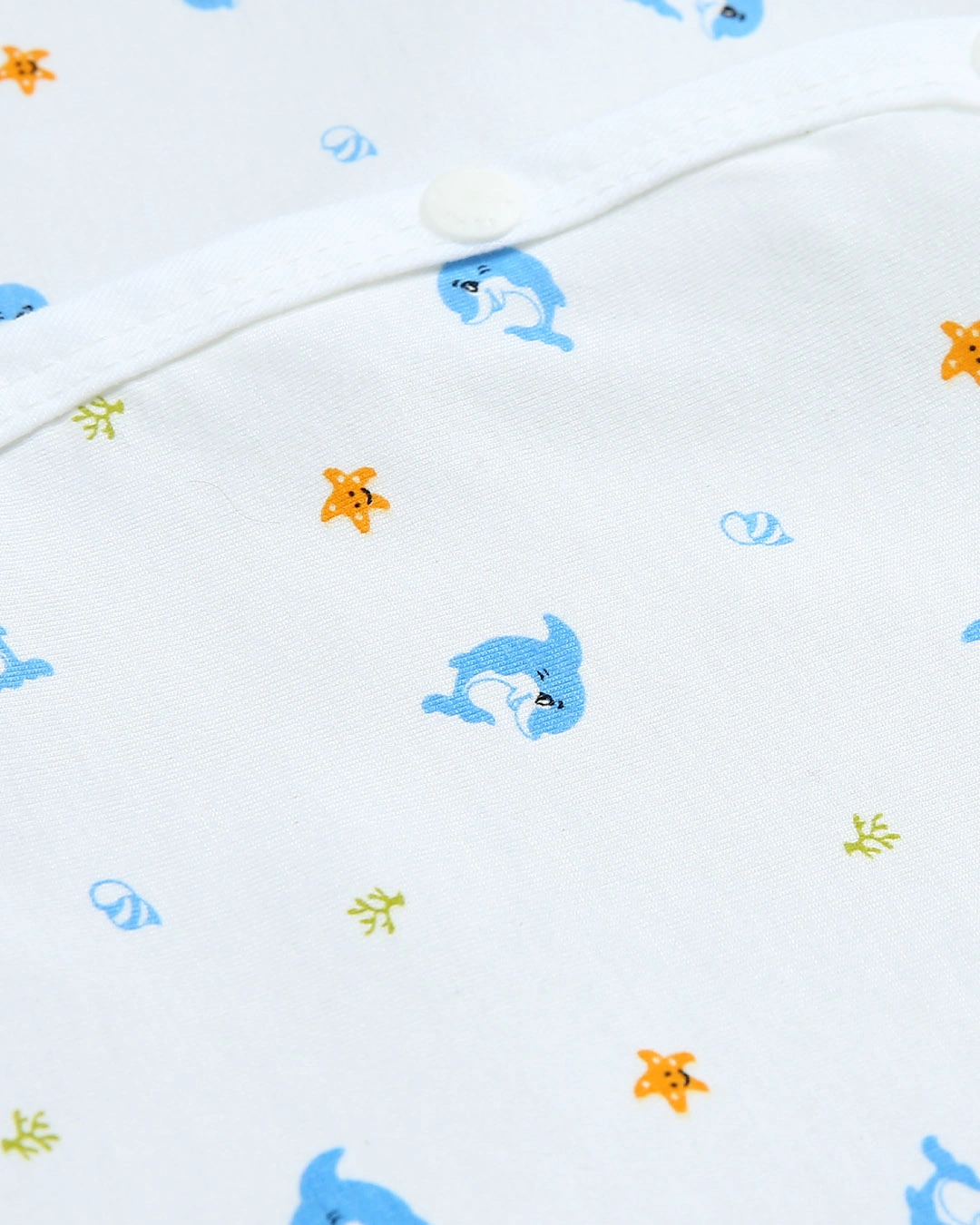 Combo 2 áo tay dài in cá heo xanh và em bé IQ Baby màu trắng 6