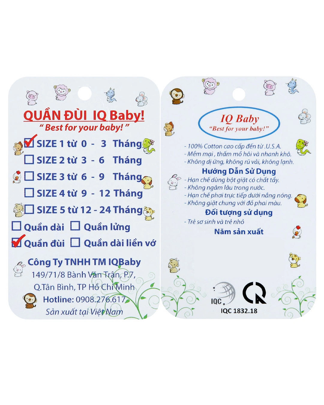 Combo 2 quần ngắn in cá heo xanh IQ Baby màu trắng 12