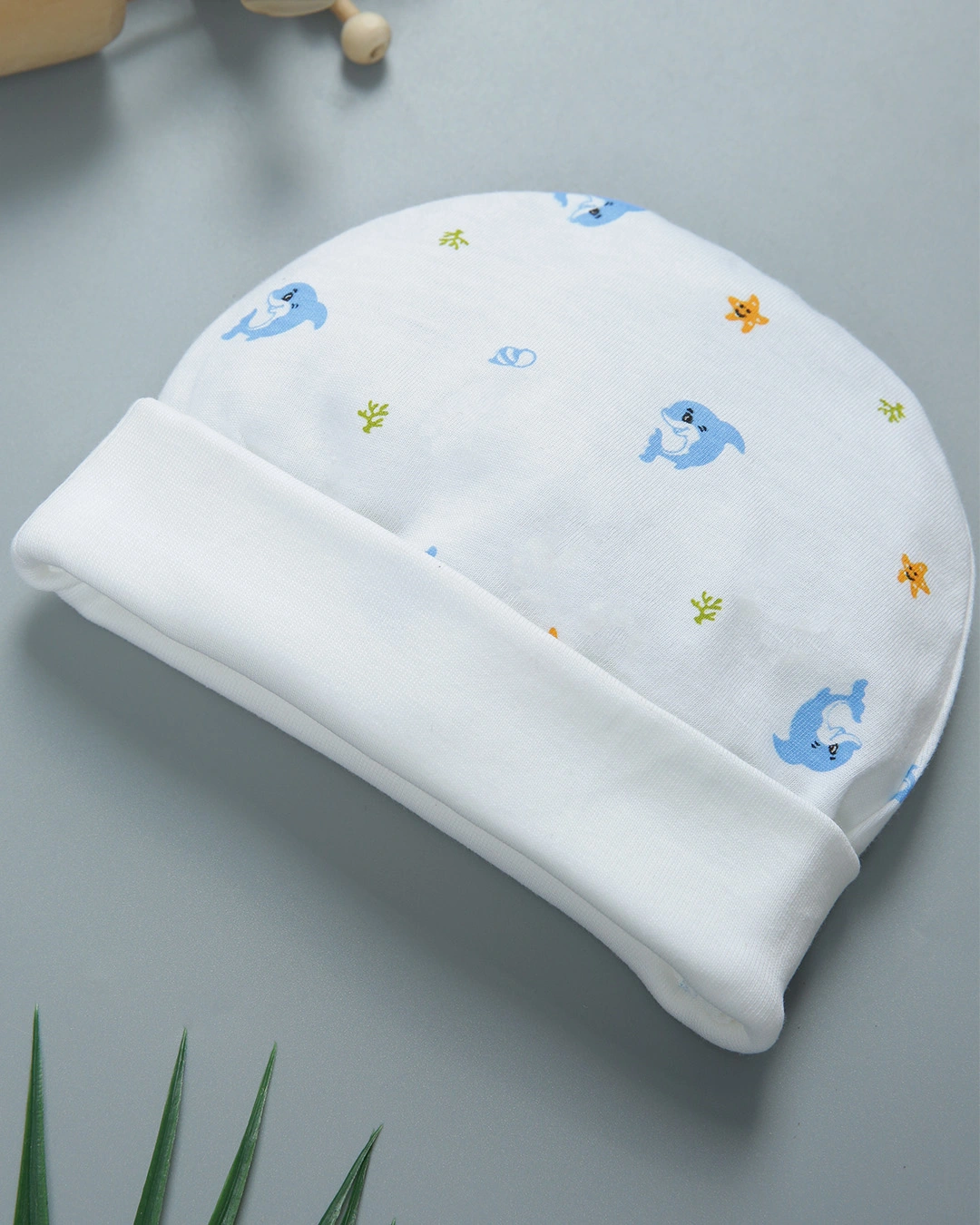 Set bộ tay dài in cá heo xanh IQ Baby 0 - 3 tháng màu trắng 14