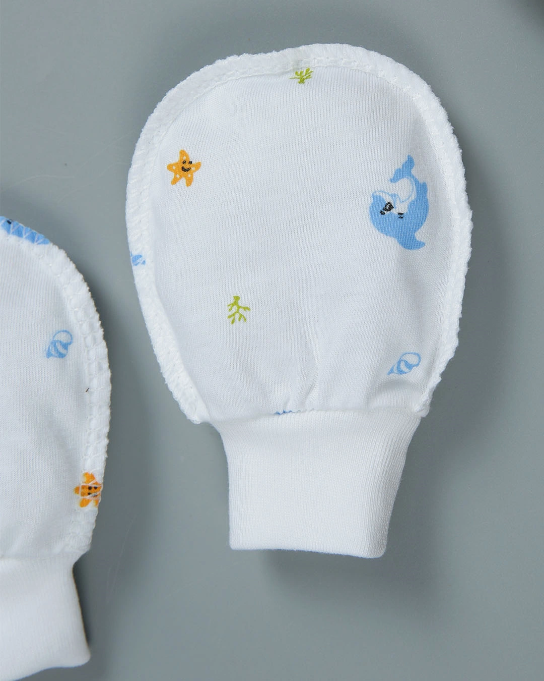 Set bộ tay dài in cá heo xanh IQ Baby 0 - 3 tháng màu trắng 16