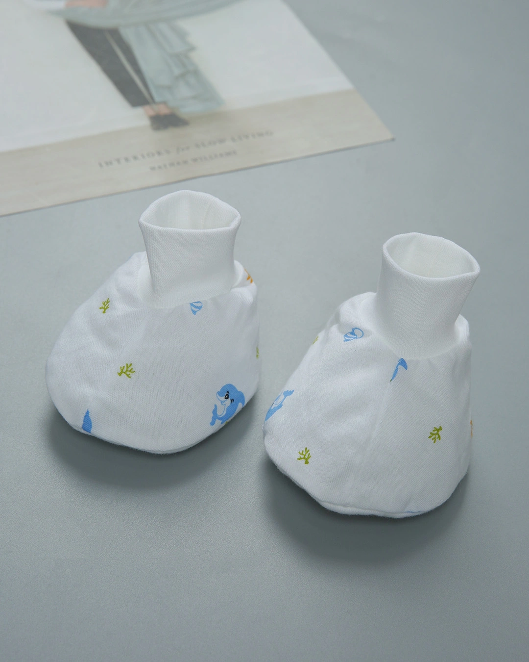Set bộ tay dài in cá heo xanh IQ Baby 0 - 3 tháng màu trắng 17