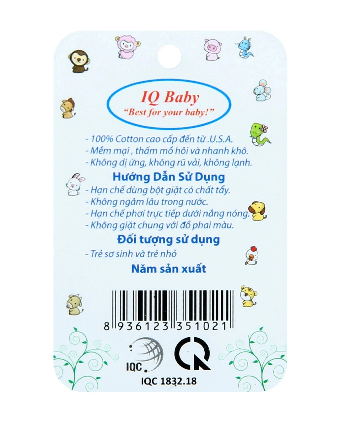 Set bộ tay dài in cá heo xanh IQ Baby 0 - 3 tháng màu trắng 19