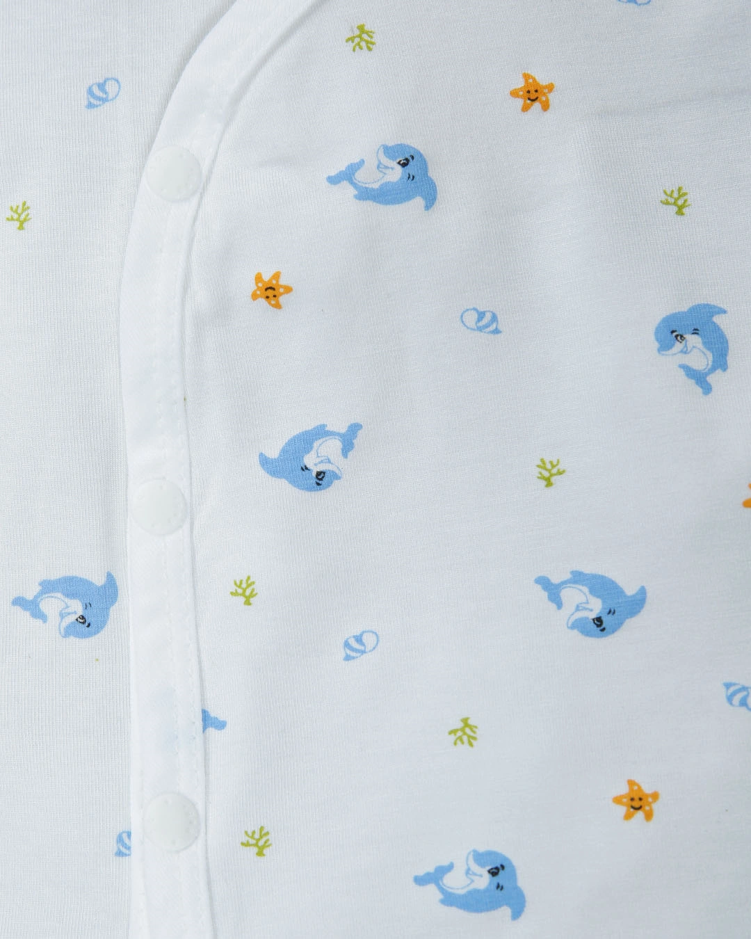 Set bộ tay dài in cá heo xanh IQ Baby 0 - 3 tháng màu trắng 6