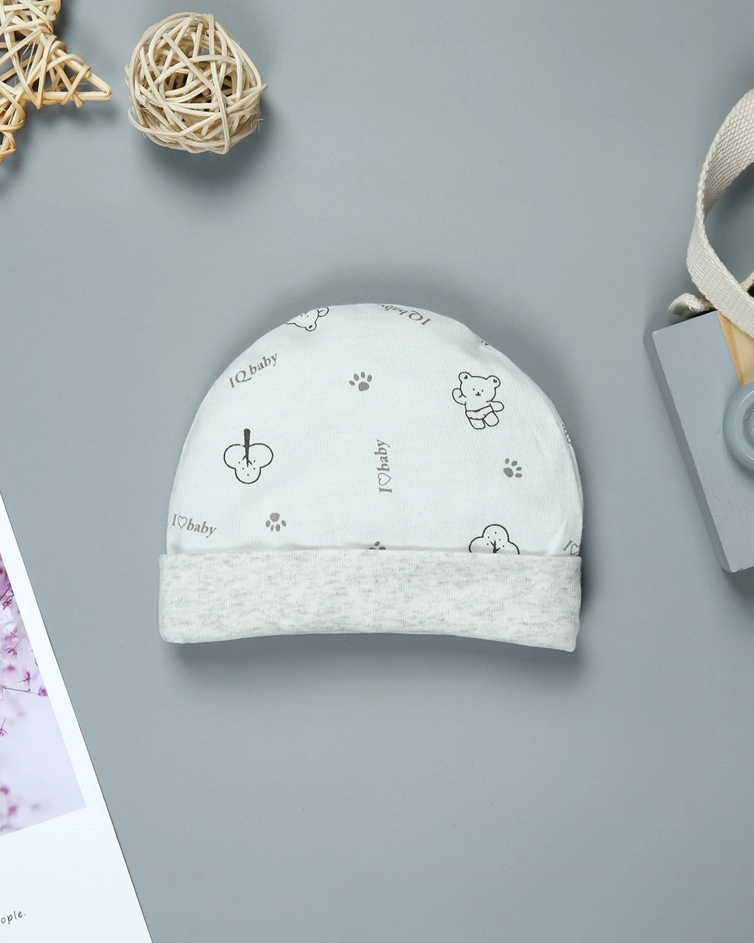 Set bộ tay dài in gấu xám IQ Baby 0 - 3 tháng màu trắng 12