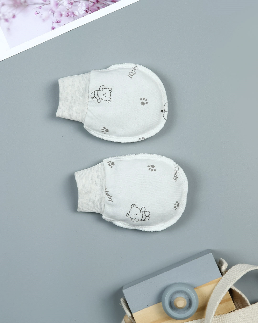 Set bộ tay dài in gấu xám IQ Baby 0 - 3 tháng màu trắng 16