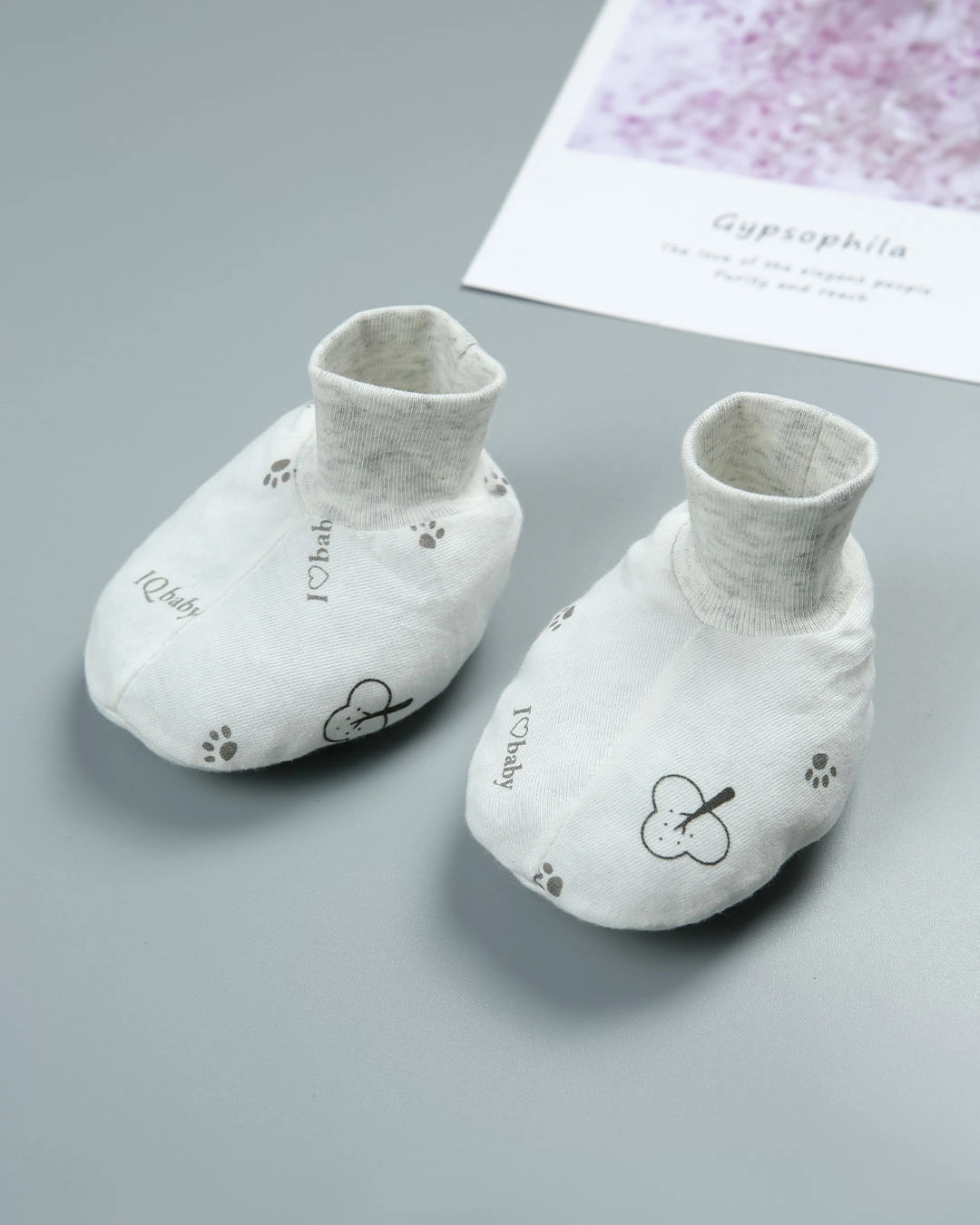 Set bộ tay dài in gấu xám IQ Baby 0 - 3 tháng màu trắng 18