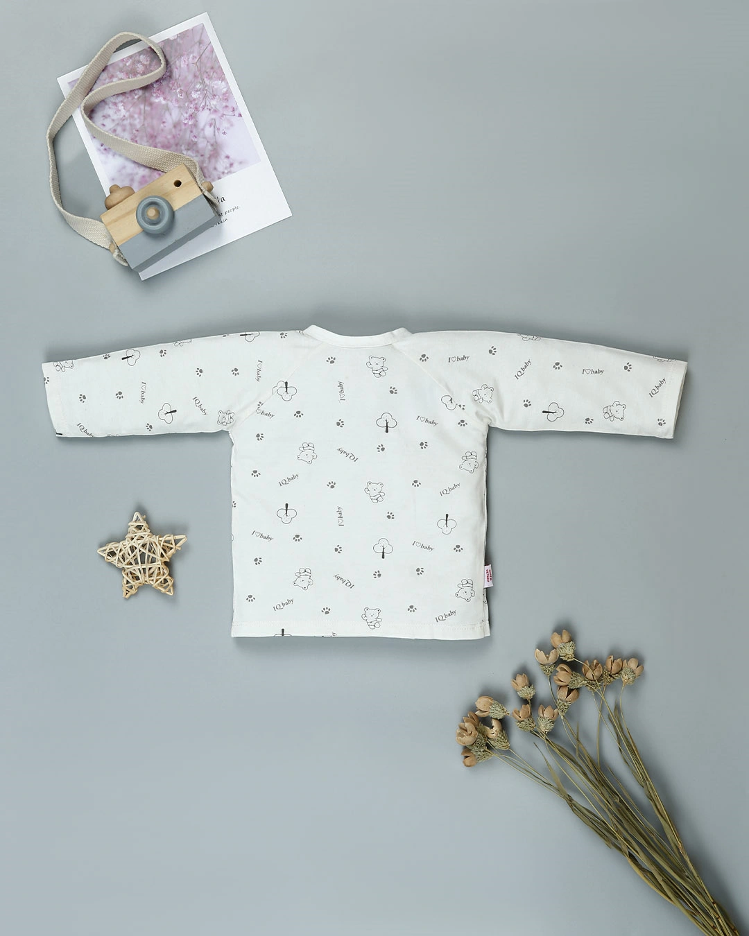 Set bộ tay dài in gấu xám IQ Baby 0 - 3 tháng màu trắng 3