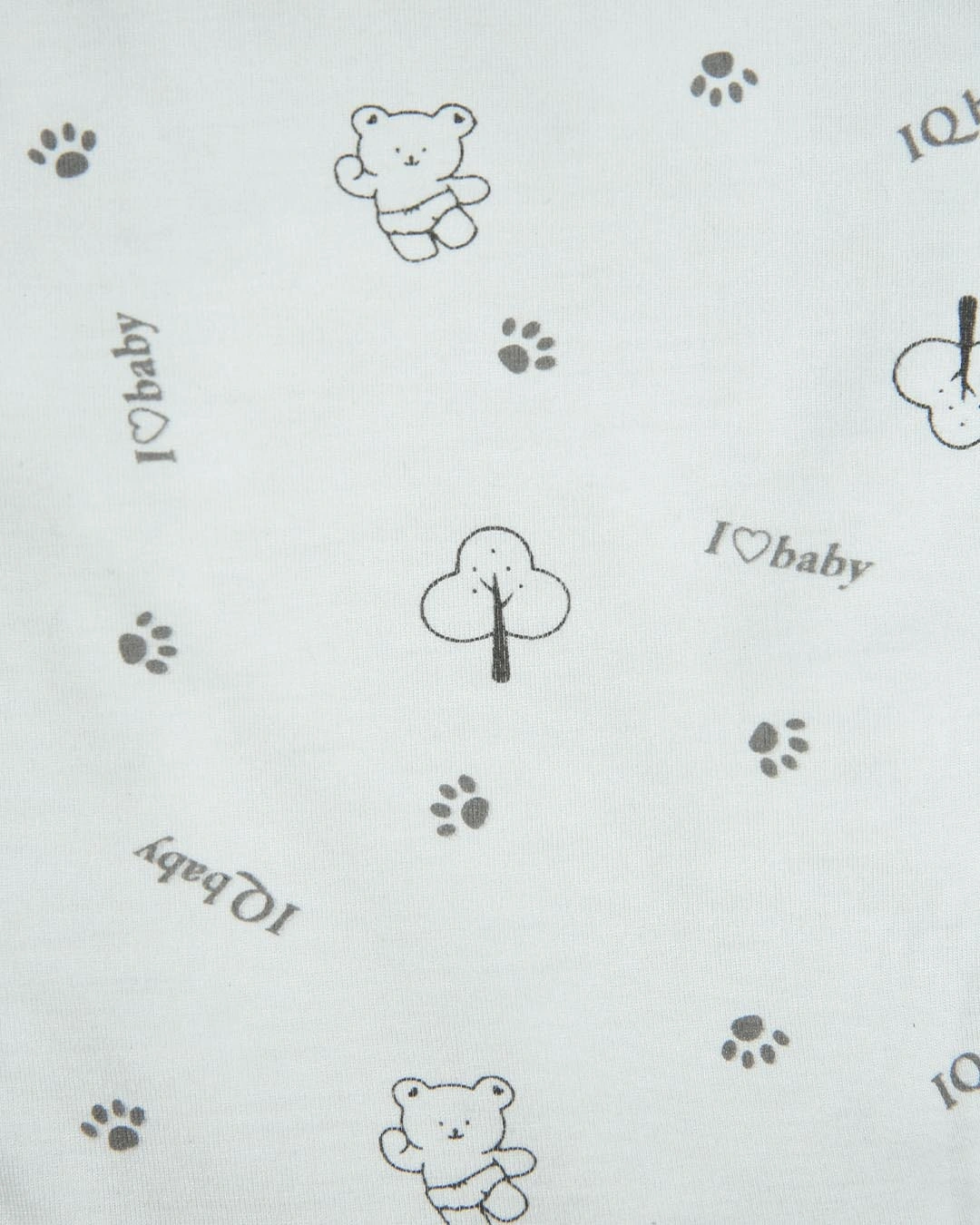 Set bộ tay dài in gấu xám IQ Baby 0 - 3 tháng màu trắng 6