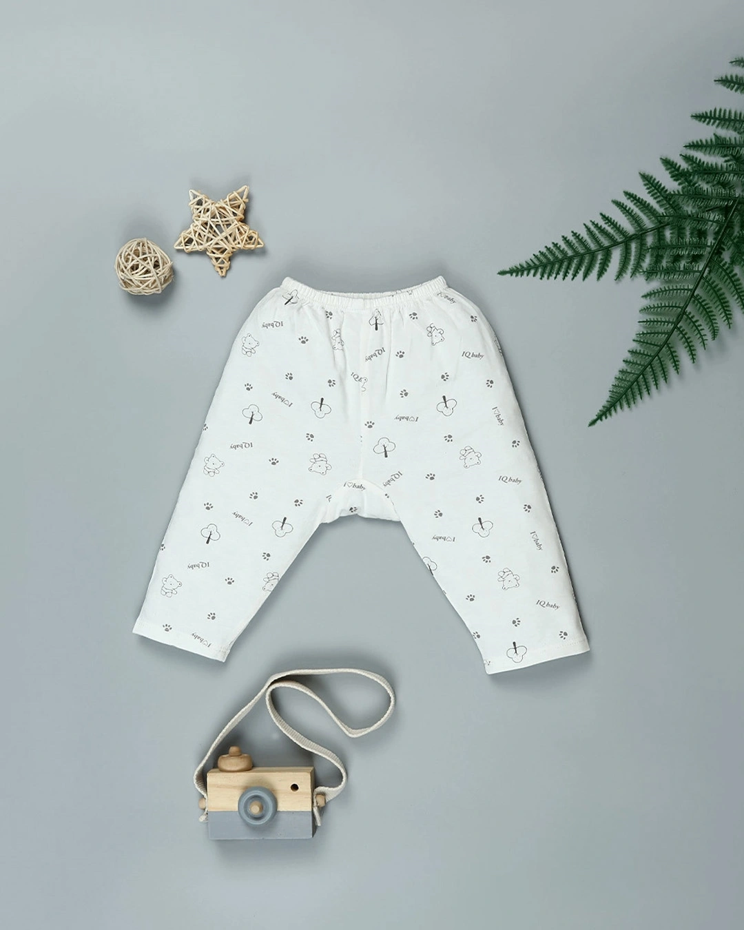 Set bộ tay dài in gấu xám IQ Baby 0 - 3 tháng màu trắng 7