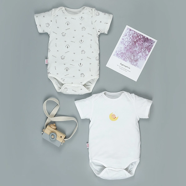 Combo 2 bodysuit tay ngắn in cá heo xanh và em bé IQ Baby màu trắng 17