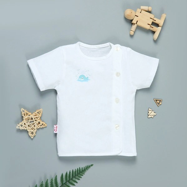 Áo tay ngắn in cá voi IQ Baby màu trắng 1