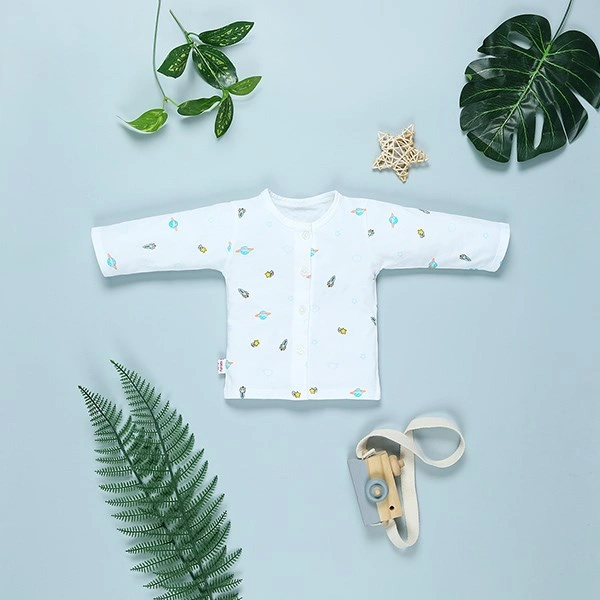 Áo tay dài in quả địa cầu IQ Baby màu trắng 1