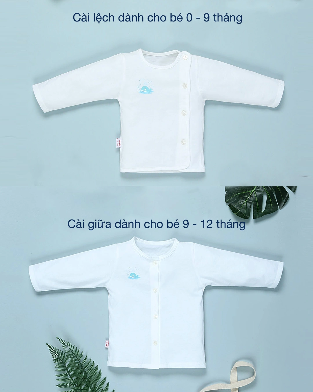 Áo tay dài in hình cá voi IQ Baby màu trắng 2