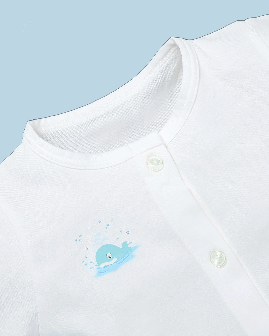 Áo tay dài in hình cá voi IQ Baby màu trắng 7