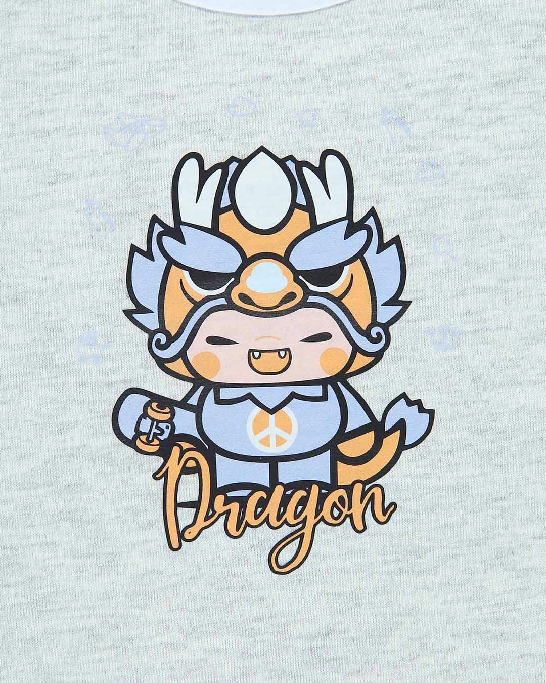 Bộ sát nách in hình rồng IQ Baby màu xám 6