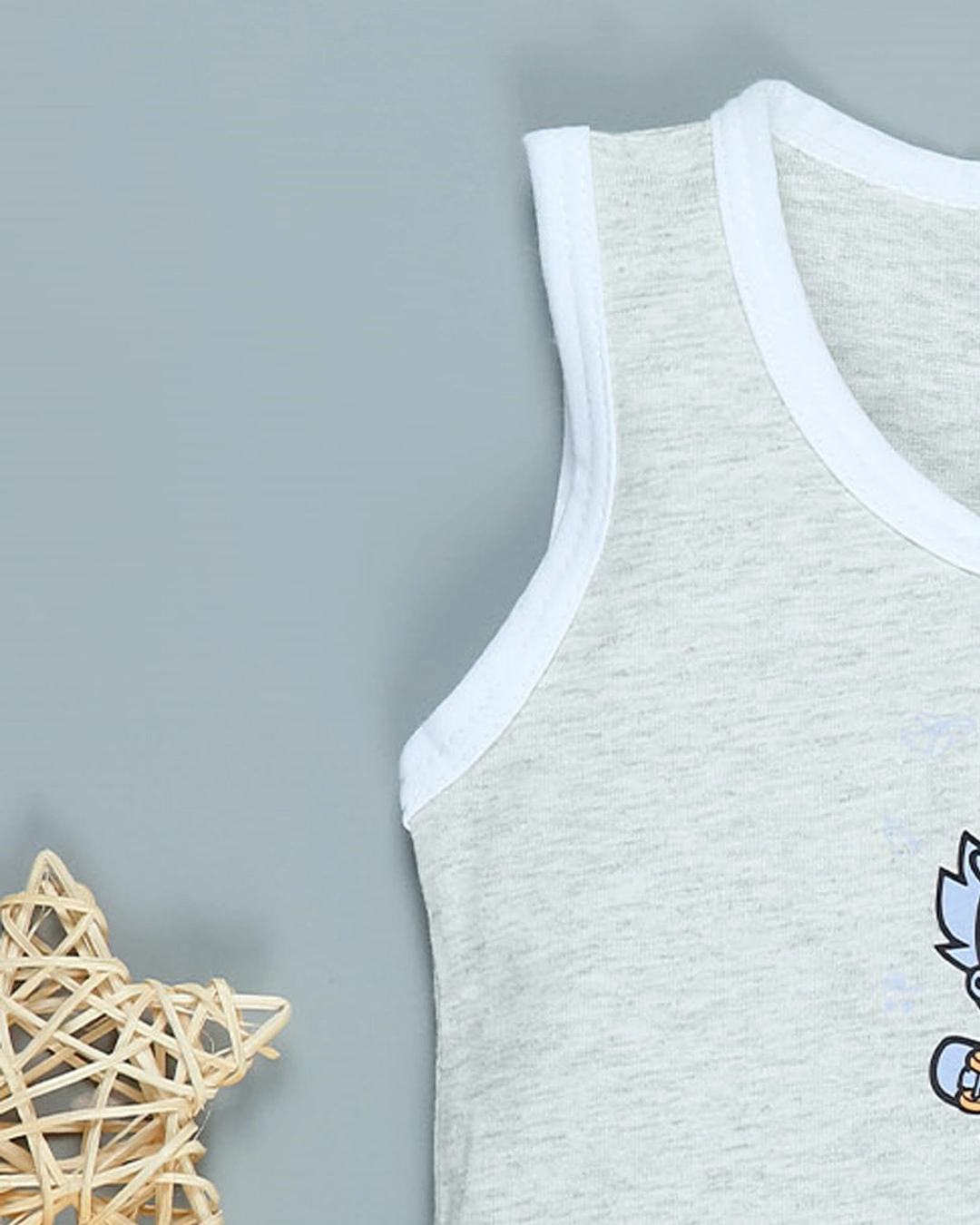 Bộ sát nách in hình rồng IQ Baby màu xám 5