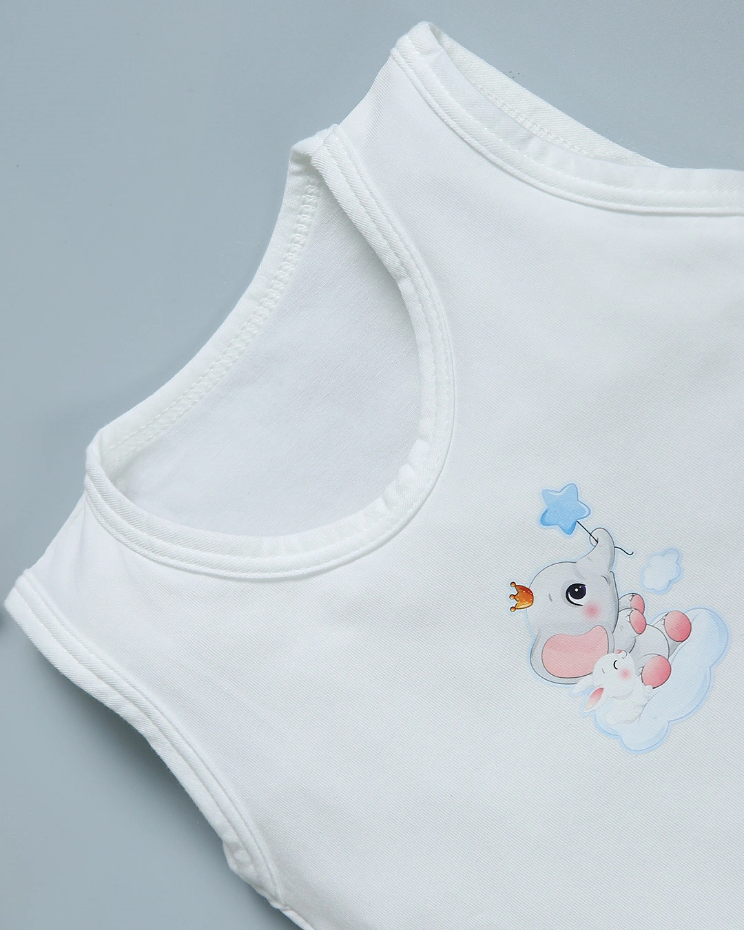 Bộ sát nách in hình voi IQ Baby màu trắng 4