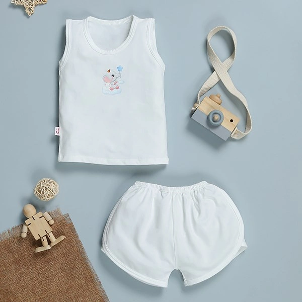 Bộ sát nách in hình voi IQ Baby màu trắng 1