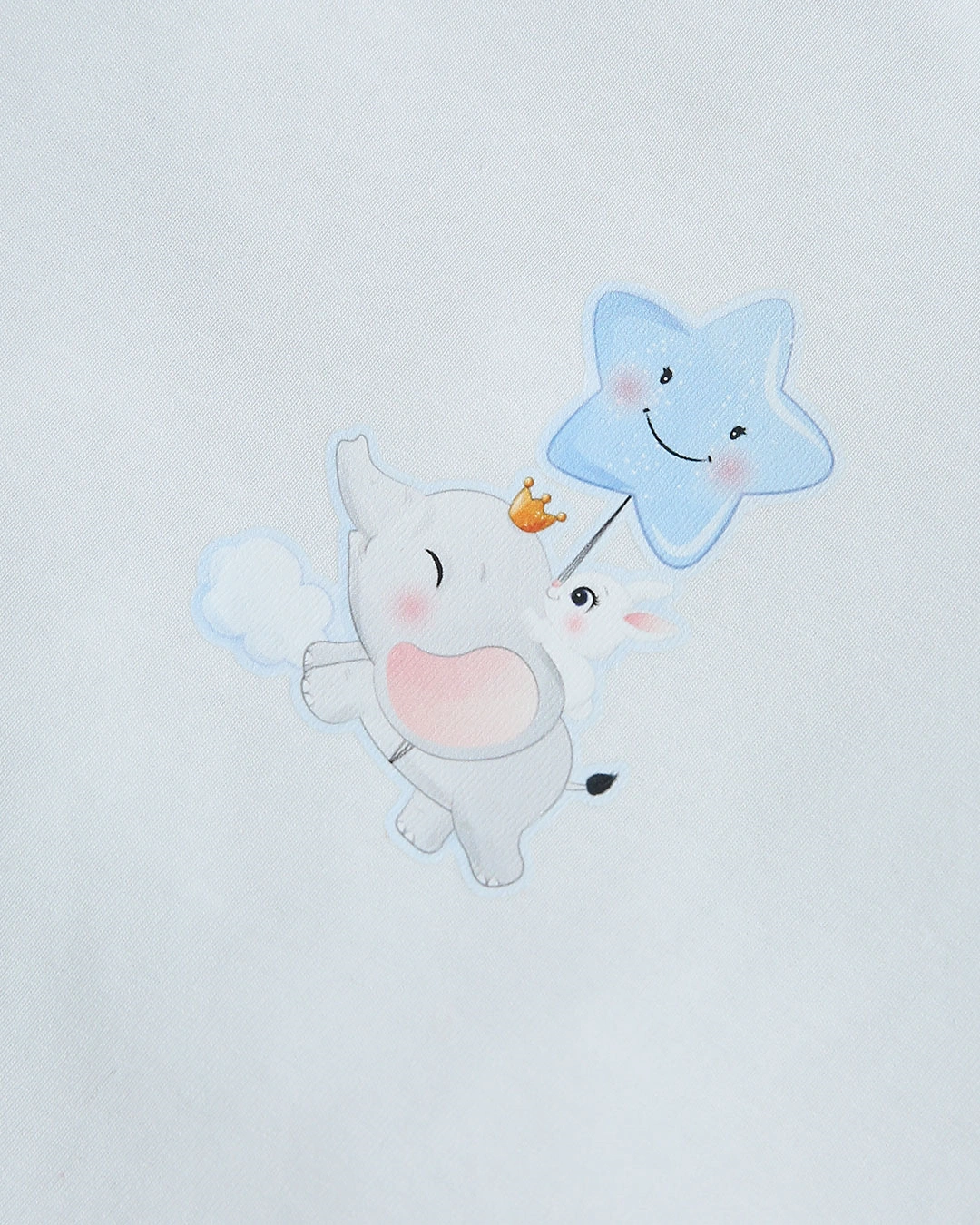 Bộ sát nách in hình voi IQ Baby màu trắng viền xanh 5