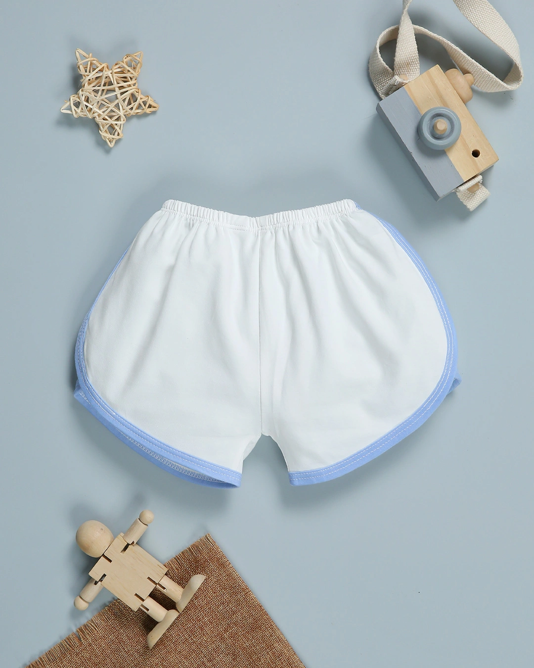 Bộ sát nách in hình voi IQ Baby màu trắng viền xanh 6