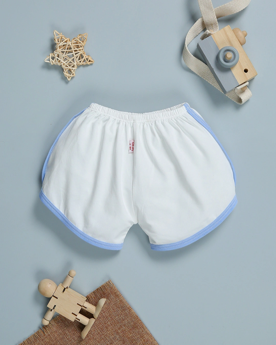 Bộ sát nách in hình voi IQ Baby màu trắng viền xanh 7