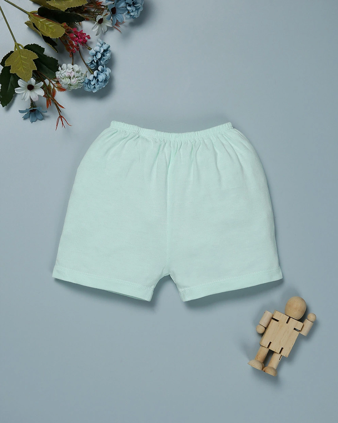 Bộ tay ngắn in hình voi IQ Baby màu trắng - xanh ngọc 9