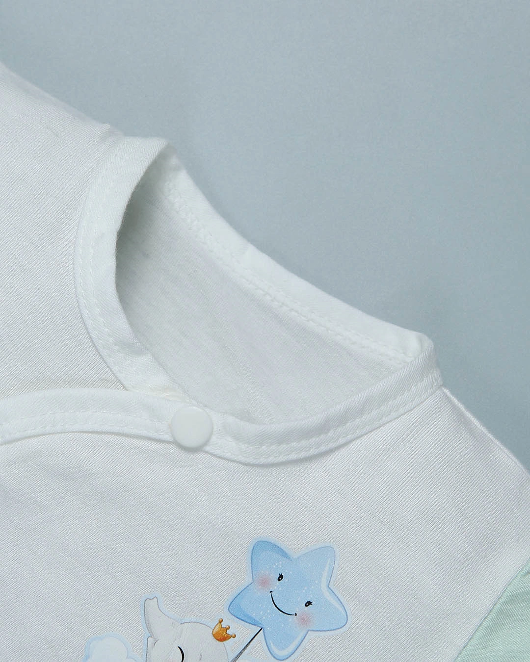 Bộ tay ngắn in hình voi IQ Baby màu trắng - xanh ngọc 4