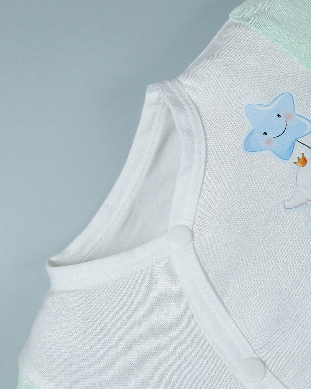Bộ tay dài in hình voi IQ Baby màu trắng - xanh ngọc 4