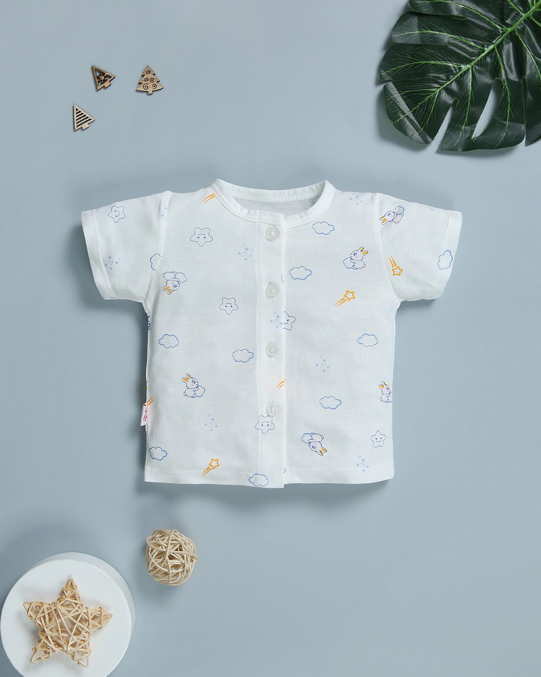 Bộ tay ngắn in hình thỏ IQ Baby màu trắng 2