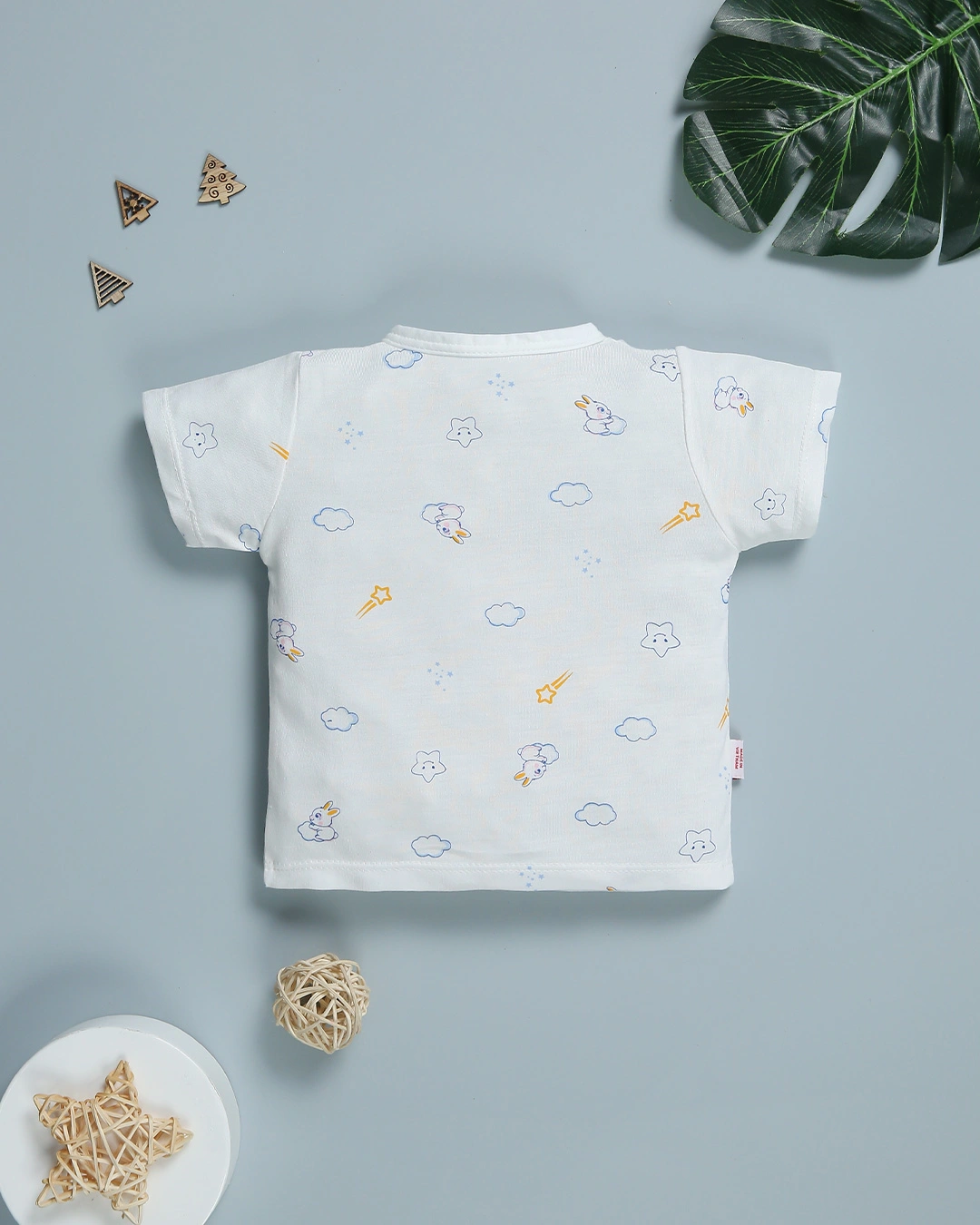 Bộ tay ngắn in hình thỏ IQ Baby màu trắng 3