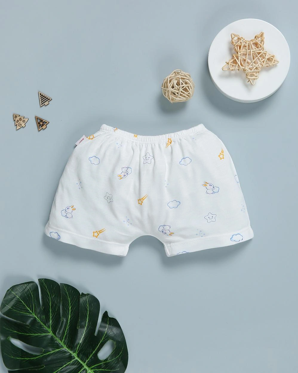 Bộ tay ngắn in hình thỏ IQ Baby màu trắng 7